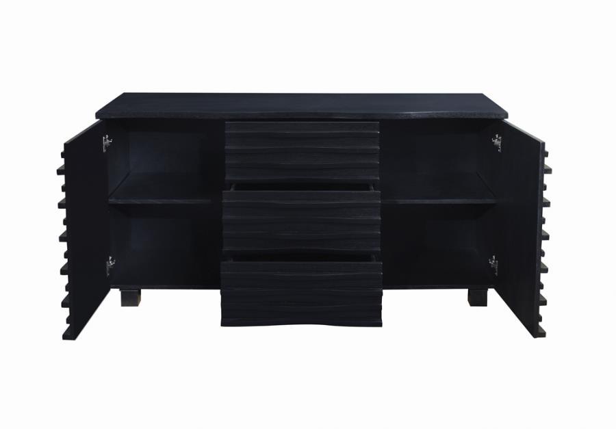 Stanton - 3-Drawer Sideboard Buffet Storage Cabinet - Black - JaxCo Furniture