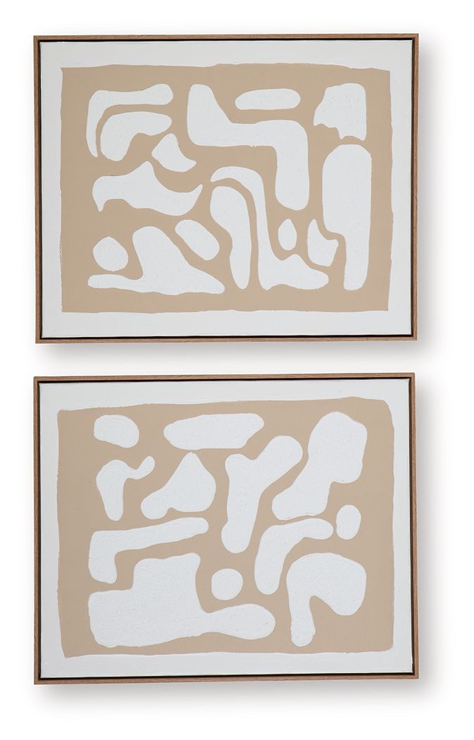 Waldett - Beige / White - Wall Art Set (Set of 2) - JaxCo Furniture