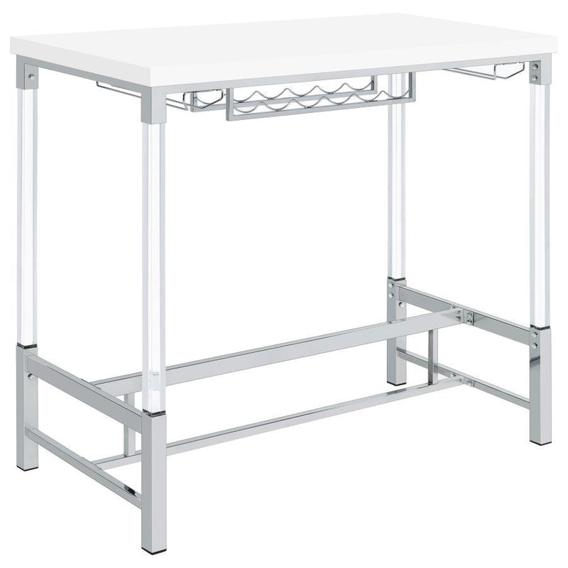 Norcrest - Acrylic Leg Bar Table - White High Gloss - JaxCo Furniture