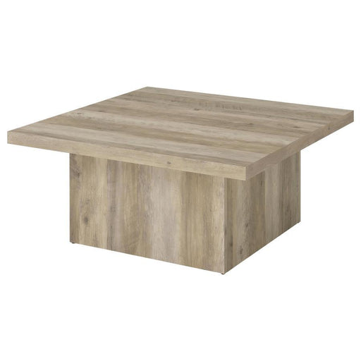 Devar - Square Engineered Wood Coffee Table - Distressed Pine - JaxCo Furniture
