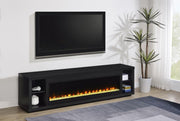 Deiter - 79" TV Stand Fireplace Media Console - Black - JaxCo Furniture