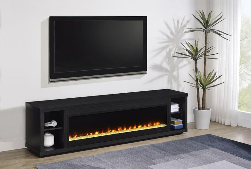 Deiter - 79" TV Stand Fireplace Media Console - Black - JaxCo Furniture