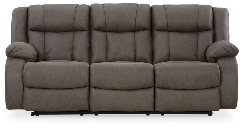 First Base - Gunmetal - Reclining Sofa - JaxCo Furniture