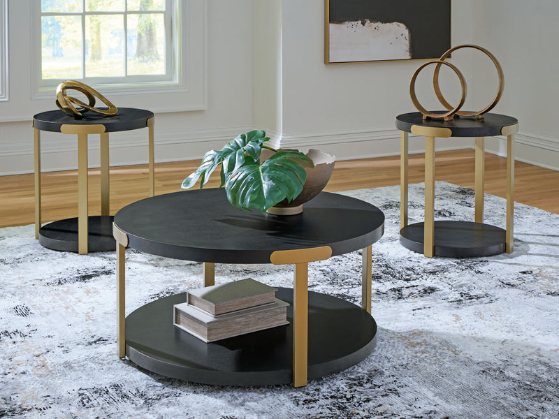 Shylore - Black / Brass Finish - Occasional Table Set (Set of 3) - JaxCo Furniture
