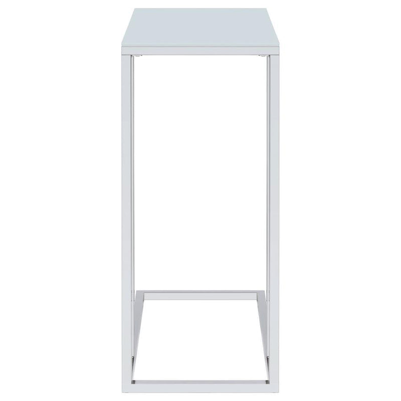 Stella - Glass Top C-Shaped Sofa Side Table - Chrome - JaxCo Furniture