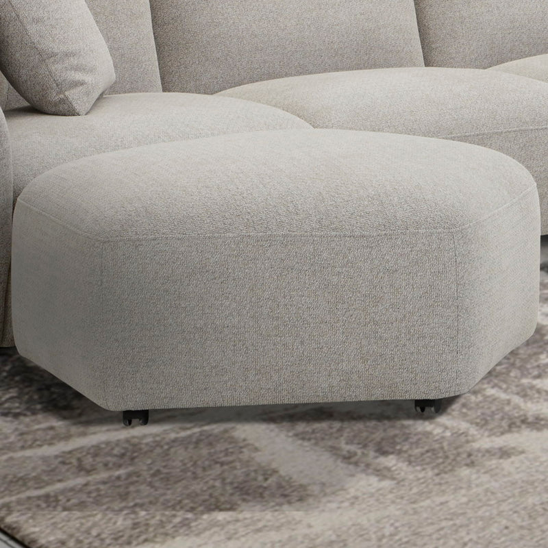 Playful - Ottoman With Casters - Canes Cobblestone - JaxCo Furniture