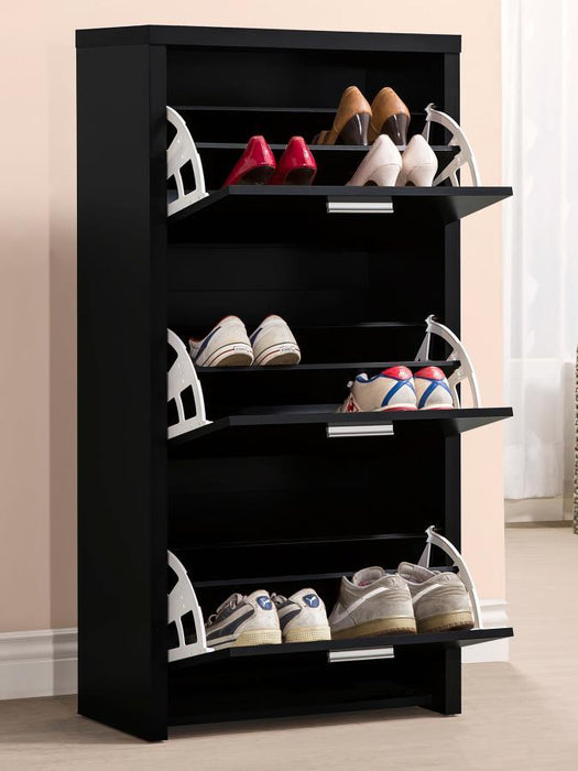 Vivian - 3-Drawer Engineered Wood Shoe Cabinet - Black - JaxCo Furniture