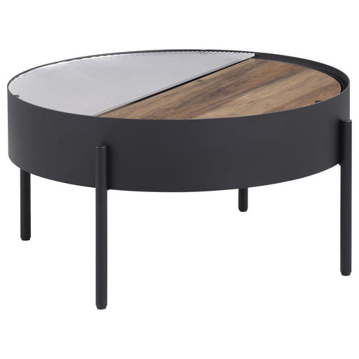 Ozella - Round Table With Hidden Storage Sandy - JaxCo Furniture