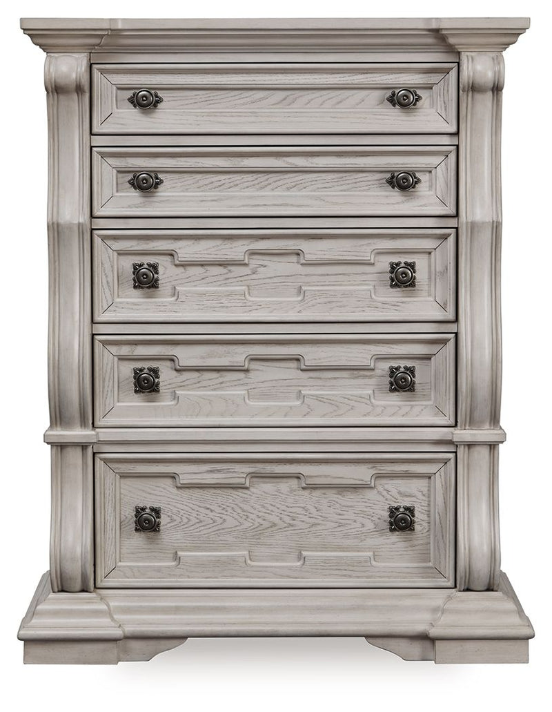 Bruchandi - Antique White - Five Drawer Chest - JaxCo Furniture
