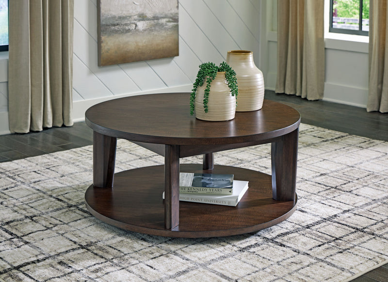Korestone 2 - Dark Brown - Round Cocktail Table - JaxCo Furniture
