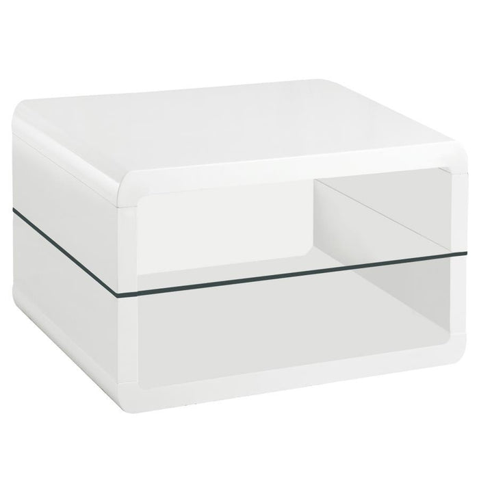 Elana - 1-Shelf Rectangular Side End Table - White High Gloss - JaxCo Furniture