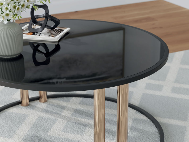 Hannerly - Black / Gold Finish - Occasional Table Set (Set of 3) - JaxCo Furniture