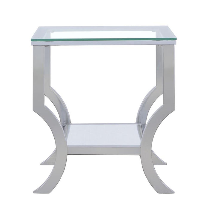 Saide - Square Glass Top Side End Table - Chrome - JaxCo Furniture