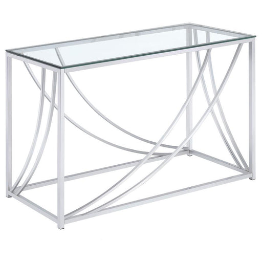 Lille - Glass Top Entryway Sofa Console Table Accents - Chrome - JaxCo Furniture