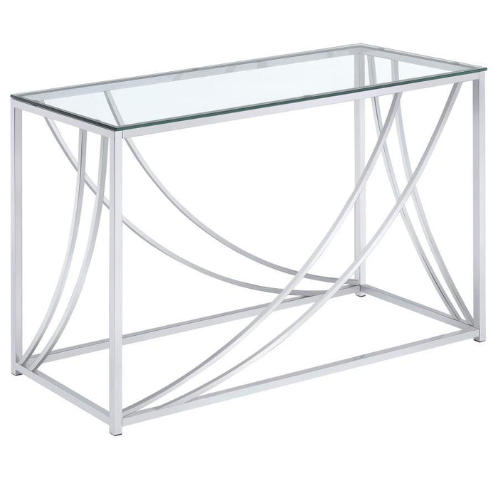 Lille - Glass Top Entryway Sofa Console Table Accents - Chrome - JaxCo Furniture