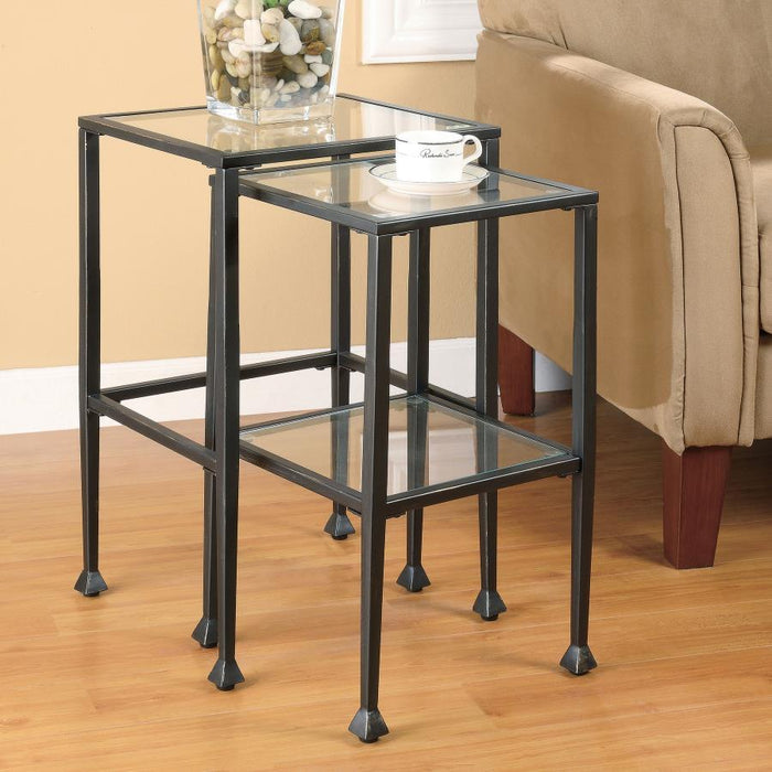 Leilani - 2 Piece Glass Top Nesting Table Set - Black - JaxCo Furniture