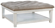 Kanwyn - Whitewash - Uph Ottoman Cocktail Table - JaxCo Furniture