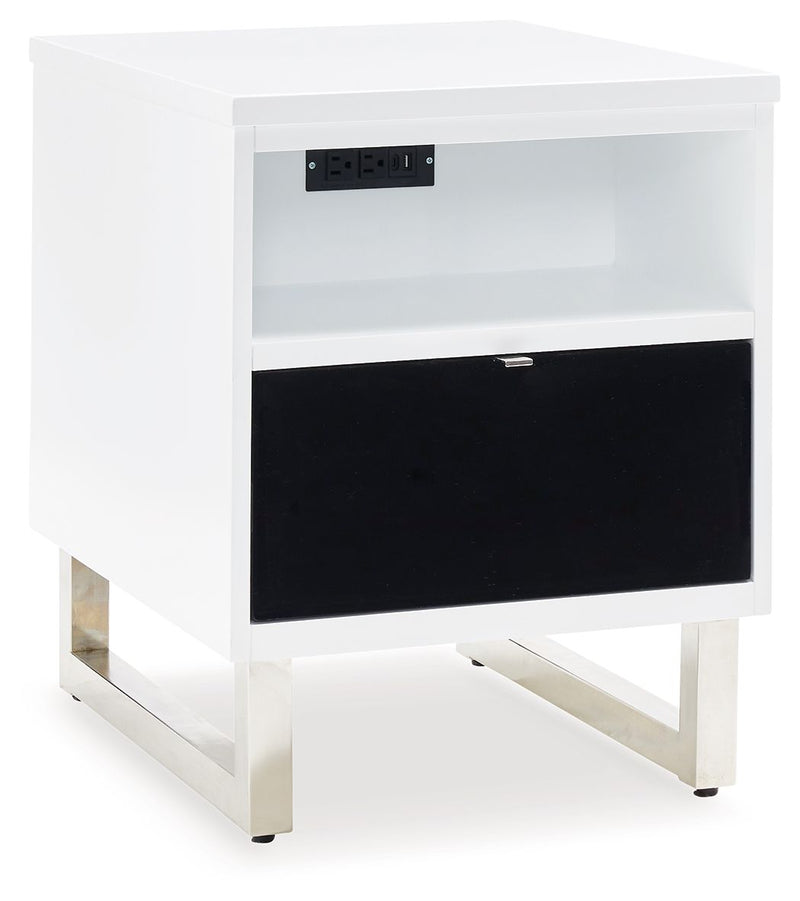 Gardoni - White / Black - Chair Side End Table - JaxCo Furniture