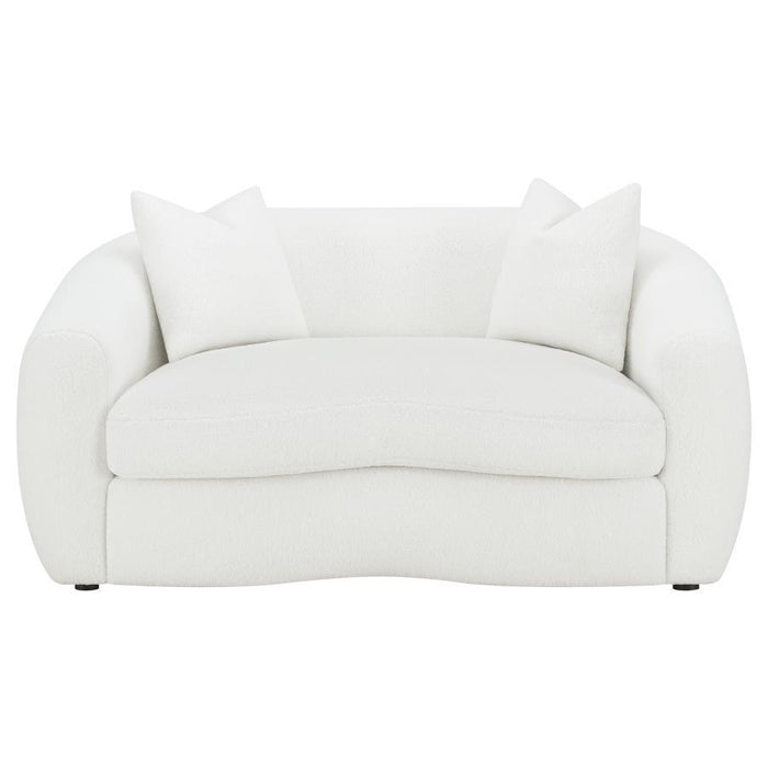 Isabella - Faux Sheepskin Upholstered Loveseat Natural - Ivory - JaxCo Furniture