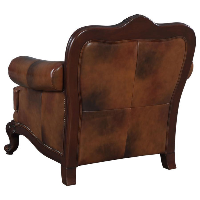 Victoria - Full Leather Upholstered Rolled Arm Chair - Brown - JaxCo Furniture