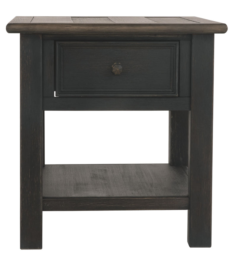 Tyler - Grayish Brown / Black - Rectangular End Table - JaxCo Furniture