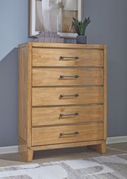 Sherbana - Light Brown - Five Drawer Chest - JaxCo Furniture