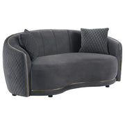 Brookside - Velvet Upholstered Curved Loveseat - Dark Gray - JaxCo Furniture