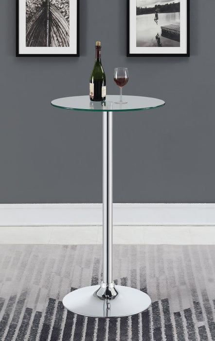 Abiline - Round Glass Top Bistro Bar Table - Chrome - JaxCo Furniture