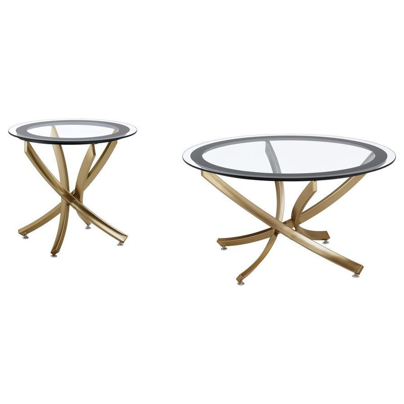 Brooke - Round Glass Top Coffee Table Set - JaxCo Furniture