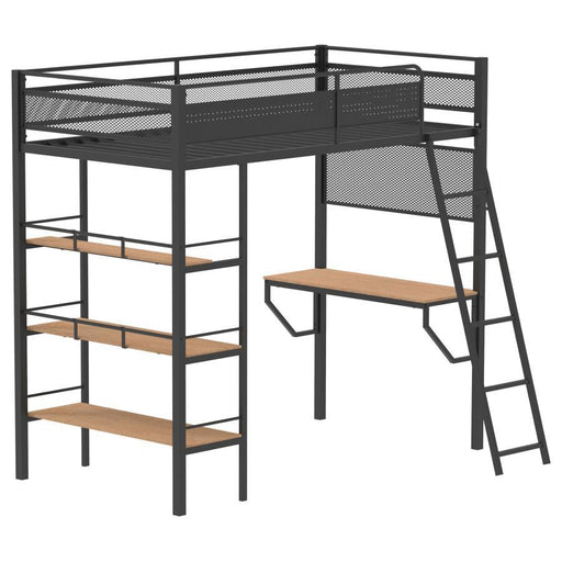 Campus - 3-Shelf Metal Twin Workstation Loft Bed - JaxCo Furniture