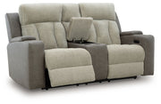 WhipLash - Sisal - Power Reclining Loveseat With Console / Adj Headrest - JaxCo Furniture
