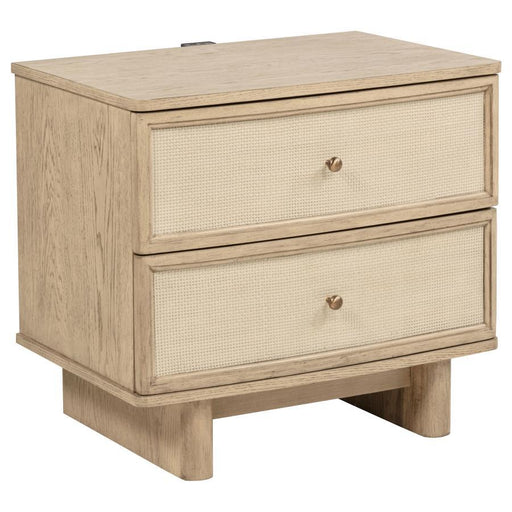 Kailani - 2-Drawer Nightstand Bedside Table - Beige Oak - JaxCo Furniture