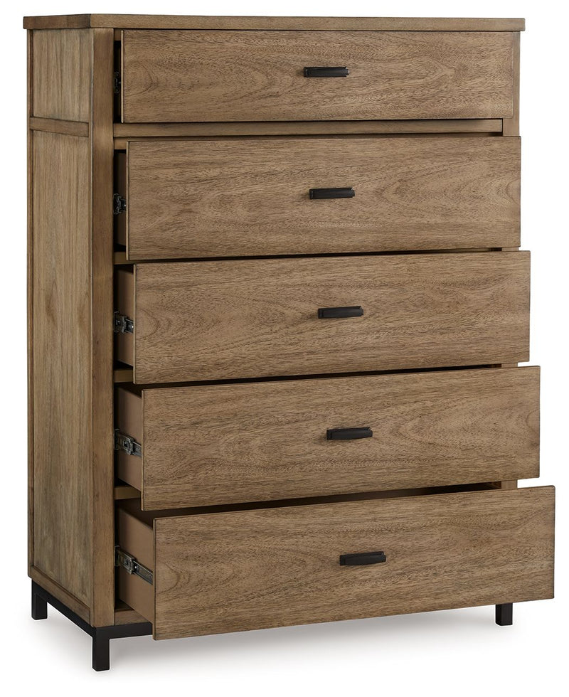 Tomtyn - Light Brown - Five Drawer Chest - JaxCo Furniture