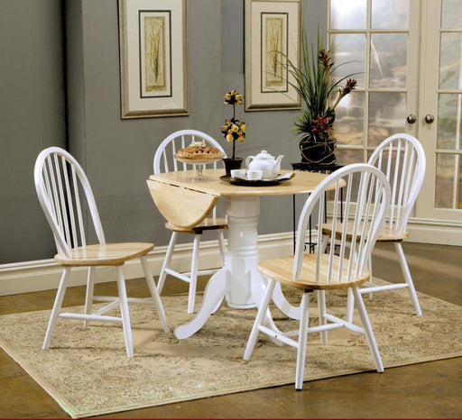 Allison - 5 Piece Round Drop Leaf Dining Table Set - White - JaxCo Furniture