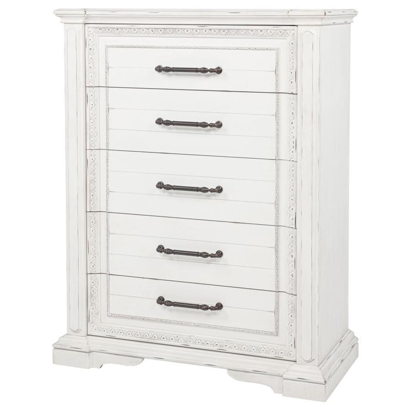 Mckinney - 5-Drawer Bedroom Chest Of Drawers - Vintage White - JaxCo Furniture