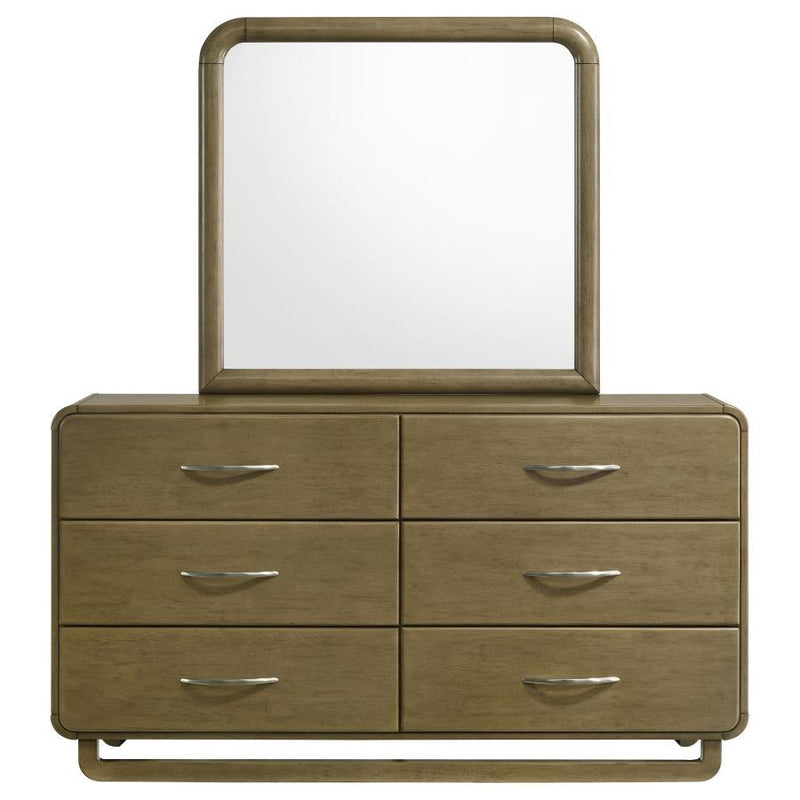 Amsbury - 6-Drawer Dresser And Mirror - Nutmeg - JaxCo Furniture