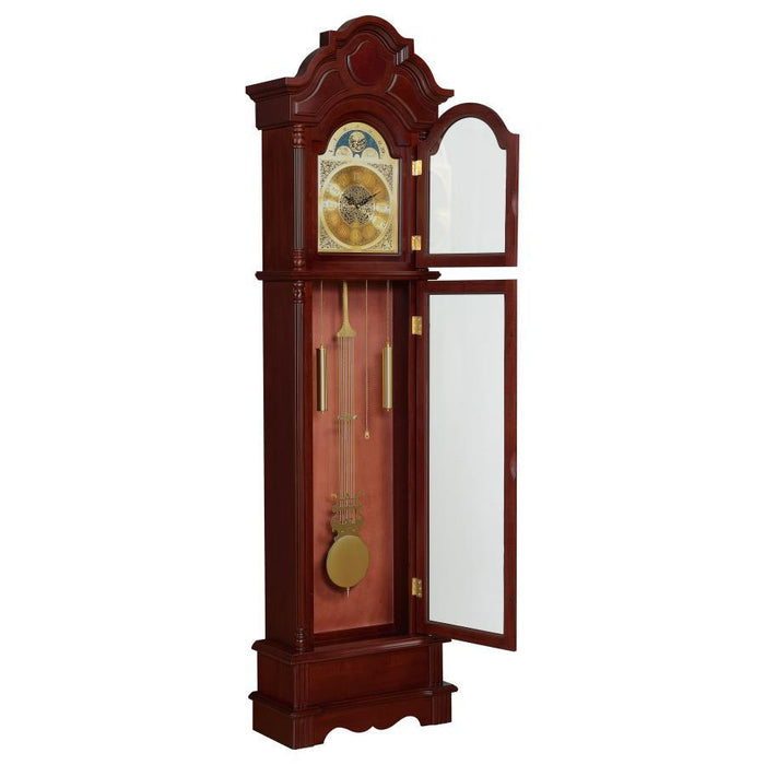 Diggory - Grandfather Clock With Adjustable Chime - Brown Red - JaxCo Furniture