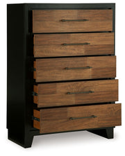 Kraeburn - Brown / Black - Five Drawer Chest - JaxCo Furniture