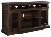 Roddinton - Dark Brown - XL TV Stand W/Fireplace Option - JaxCo Furniture
