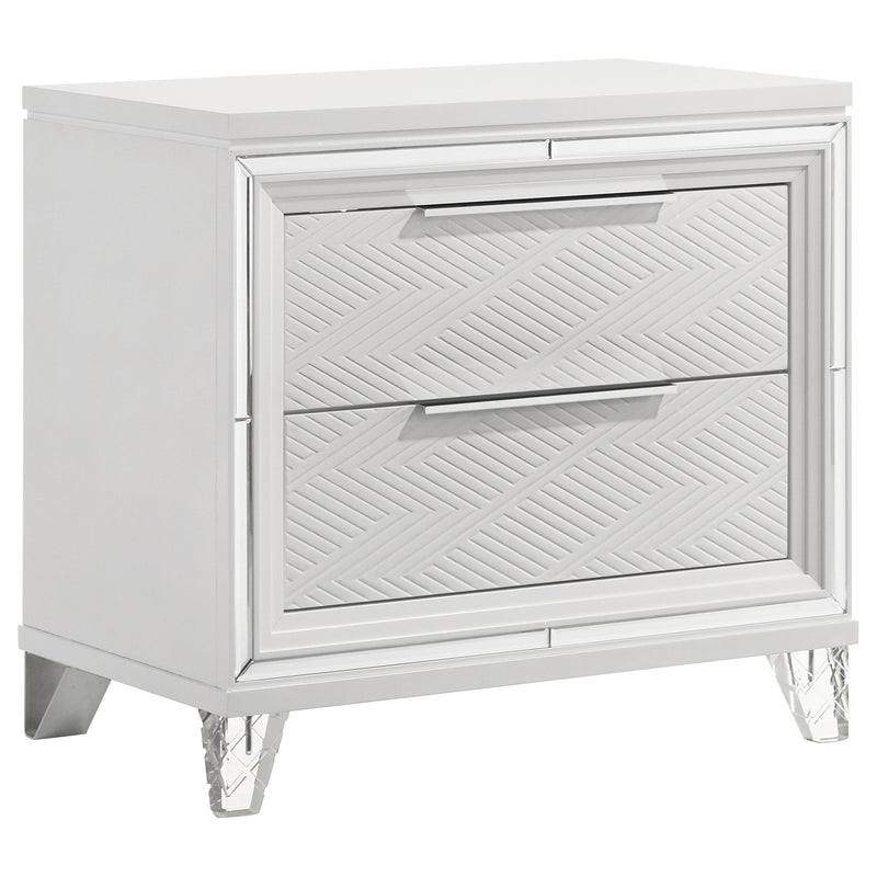 Marmore - 2-Drawer Nightstand Bedside Table - White - JaxCo Furniture
