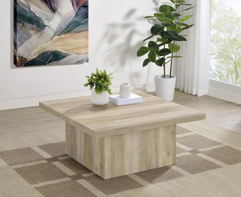 Devar - Square Engineered Wood Coffee Table - Distressed Pine - JaxCo Furniture