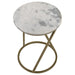 Malthe - Round Marble Top Accent Side - White And Antique Gold - JaxCo Furniture