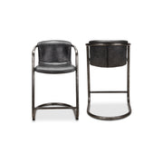 Freeman - Leather Counter Stool (Set of 2) - Onyx Black - JaxCo Furniture