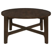 Cota - Round Solid Wood Coffee Table - Dark Brown - JaxCo Furniture