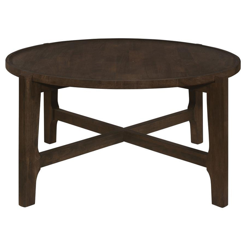 Cota - Round Solid Wood Coffee Table - Dark Brown - JaxCo Furniture