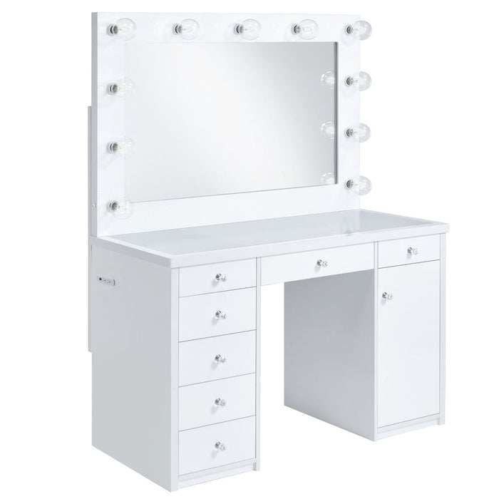 Amia - Complete Vanity With Lightbulbs - Glossy White - JaxCo Furniture