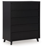 Danziar - Black - Five Drawer Wide Chest - JaxCo Furniture