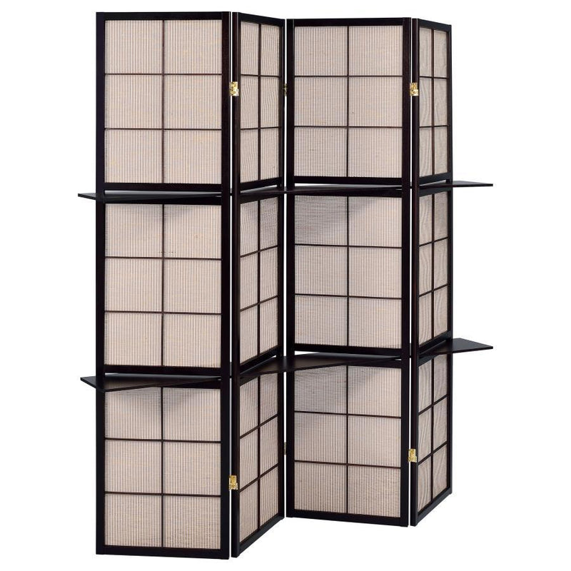 Iggy - 4-Panel Room Divider Folding Shoji Screen - Cappuccino - JaxCo Furniture