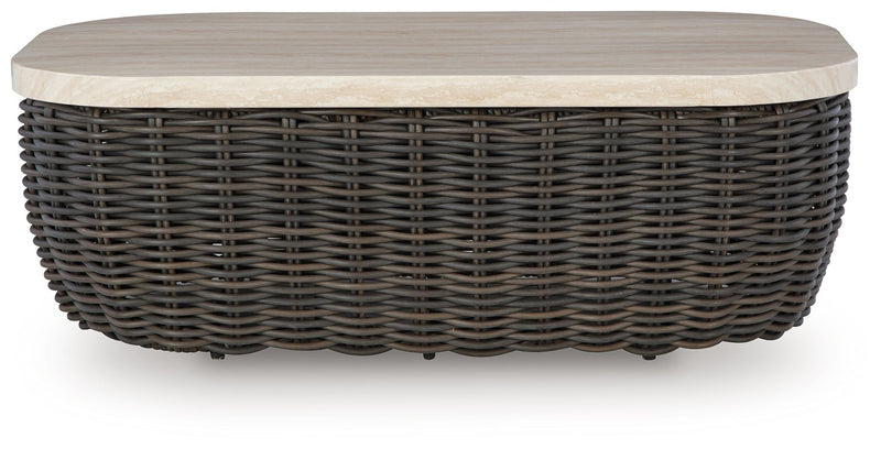 Kimora - Beige / Dark Brown - Rectangular Cocktail Table - JaxCo Furniture