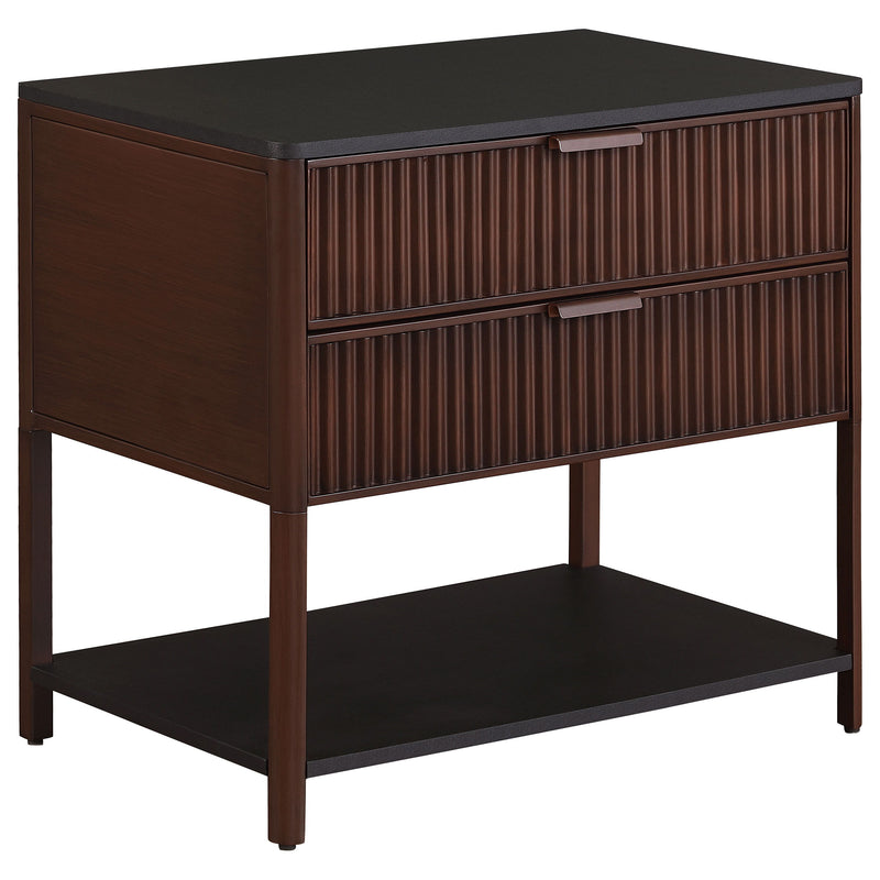Zimmerlee - 2-Drawer Side Table with Shelf - Rust Brown - JaxCo Furniture